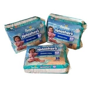 Pampers Splashers Swim Diapers Size 2-3, 60 Total Disposable NIP